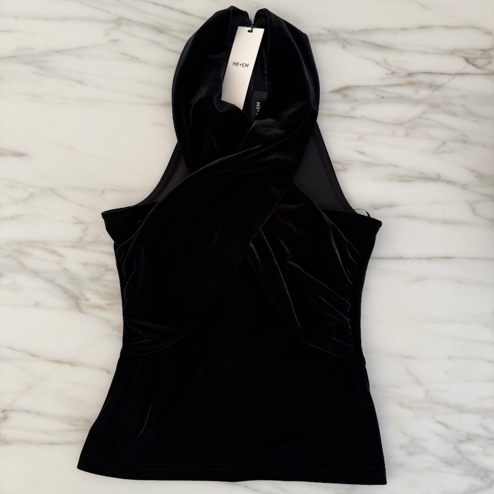 ME+EM Black Velvet Halter Neck Top (NWT) Size 4